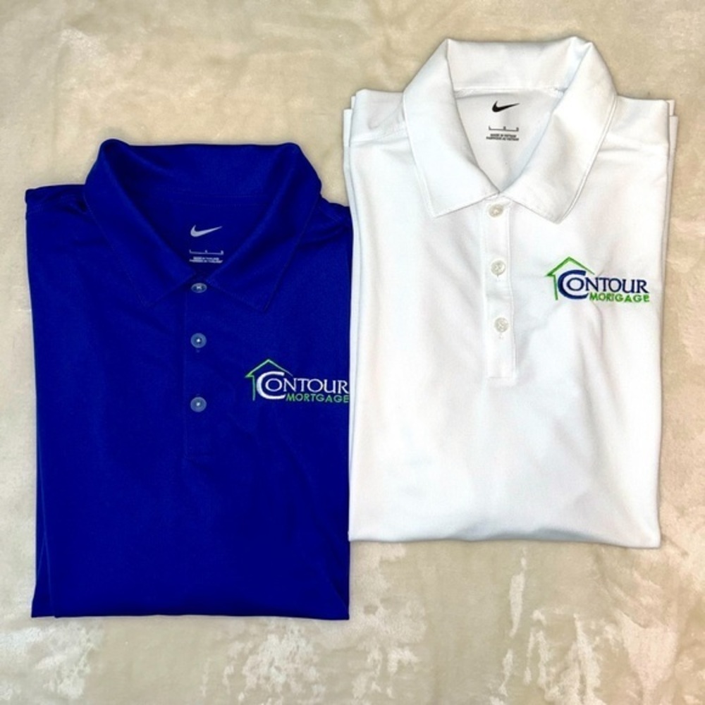 Nike Polo Shirts -‎ LOT OF 2 SHIRTS, embroidered “Contour Mortgage” - sz Large